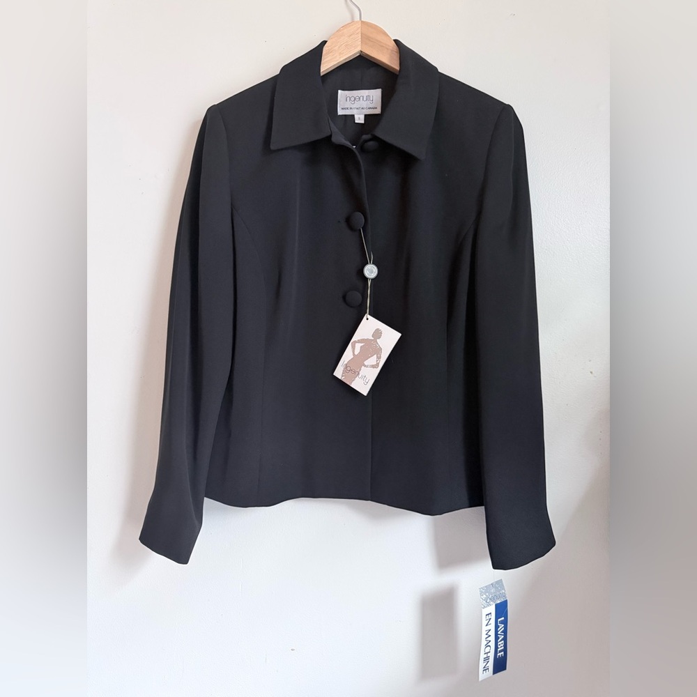 NWT Vintage INGENUITY Black Women's Button-Up Jacket Size 8